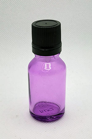 Glass Bottle, Boston Round 15ml w/Black Dripper, PURPLE